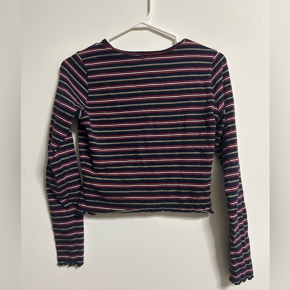 Garage Lettuce Edge Long Sleeve Tee w/ Marianna Blue Stripes - Picture 2 of 3